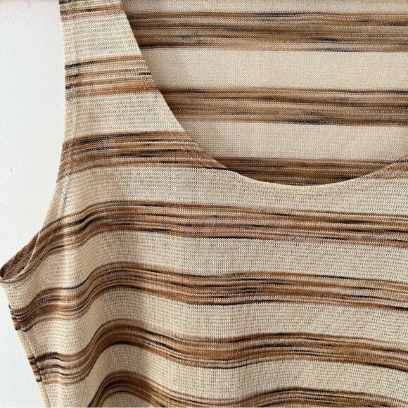 Banana Republic Metallic Gold Brown Striped Scoop Neck Sleeveless Blouse - Picture 6 of 7